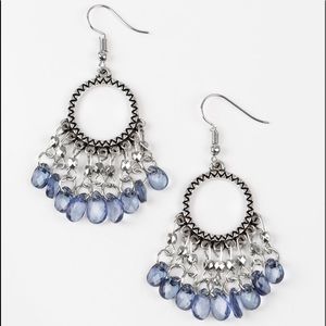 Blue Bead + Silver Hoop Earrings NWT - Fishhook Finish